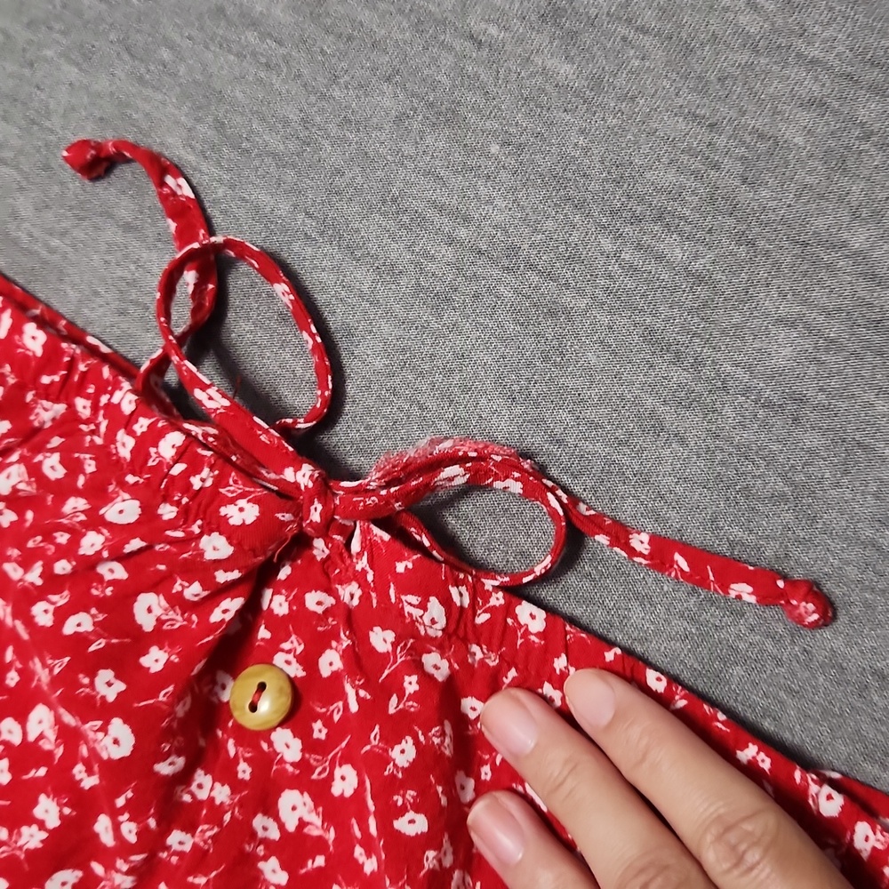 🔴 🆓️ FREE* No Boundaries Floral Crop Puff Sleeve Peasant Blouse Top Shirt - Picture 8 of 11
